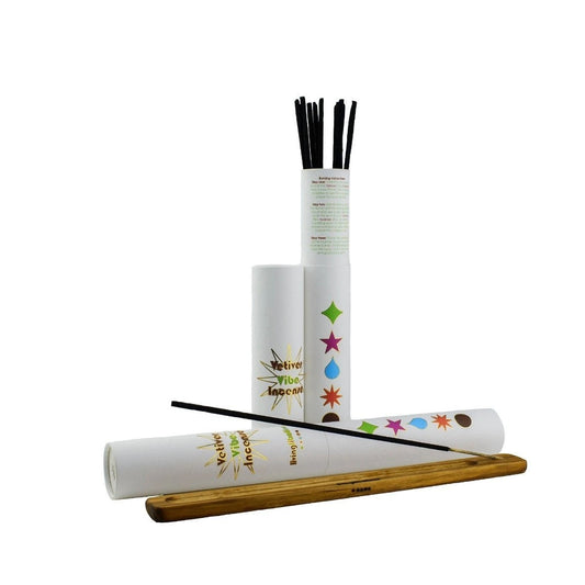 LIVING LIBATIONS Incense Vetiver Vibe 1 pack + 1 wooden