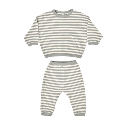 QUINCY MAE Waffle Sweat Set Sky Stripe ALWAYS SHOW