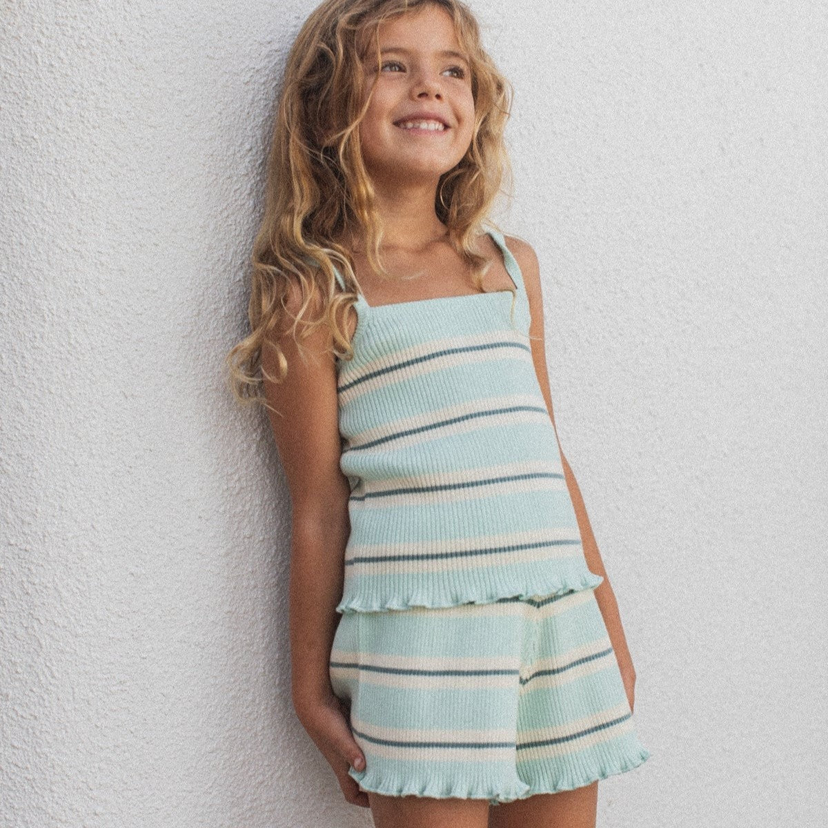 RAISED BY WATER Kealia Knit Set Striped Aqua ALWAYS SHOW